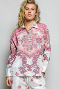 POL Printed Floral Button Down Shirt