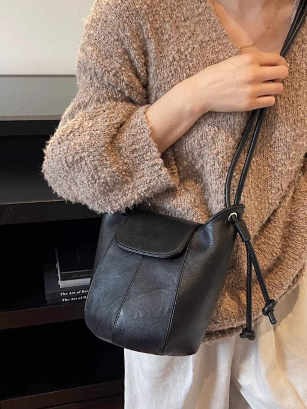 Knot Strap Bucket Crossbody Bag