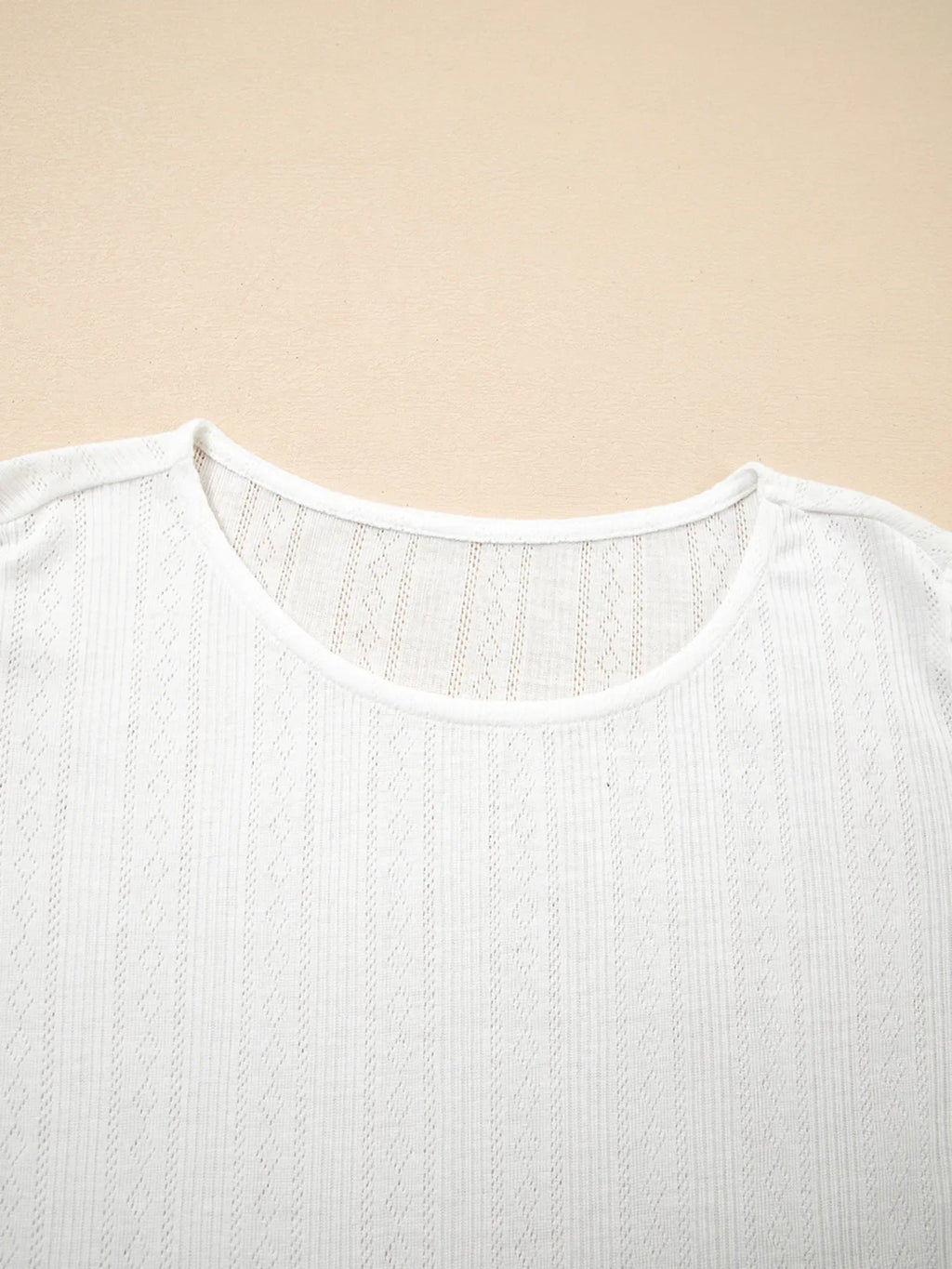 Scalloped Lace Trim Jacquard Textured T Shirt