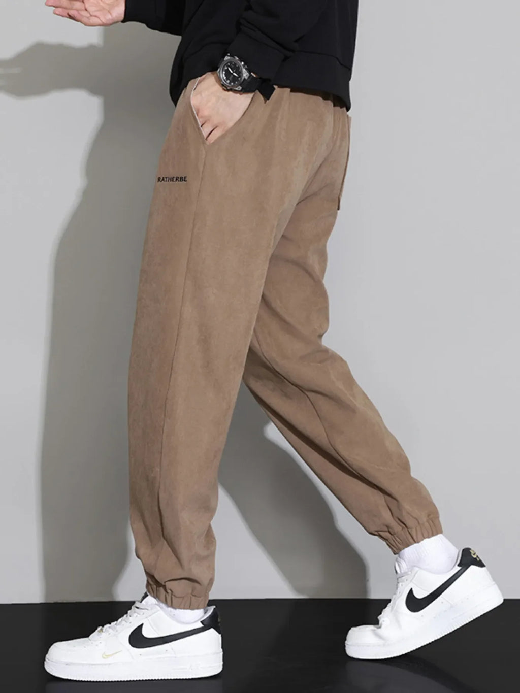 Men's Plus Size Drawstring Joggers with Side Pockets