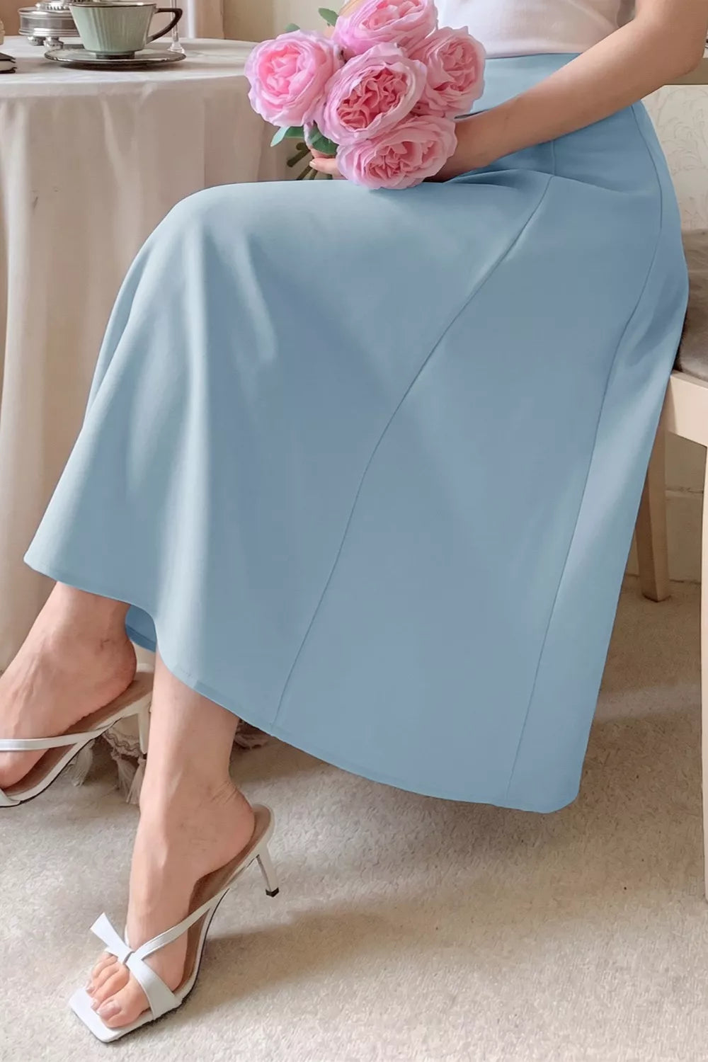 A-Line Midi Skirt with Zipper