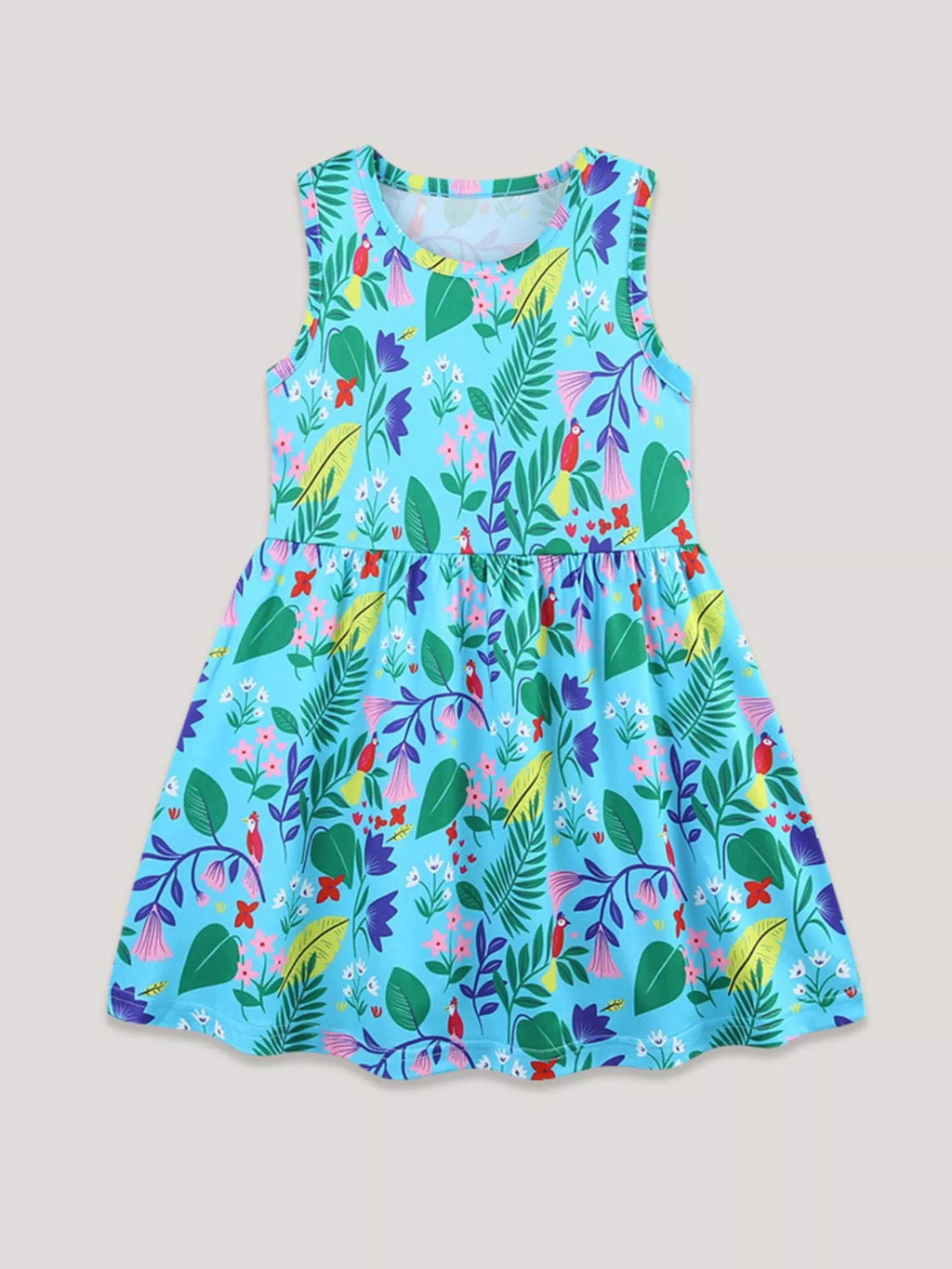 Children's Floral Print Sleeveless Casual Dress