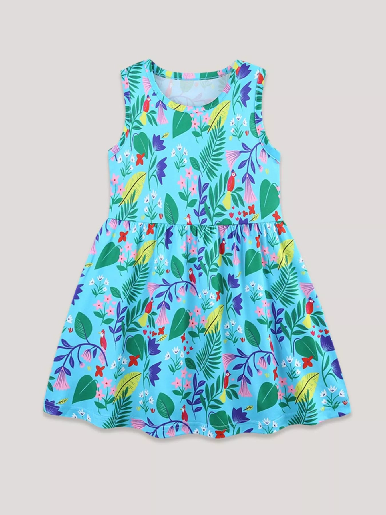 Children's Floral Print Sleeveless Casual Dress