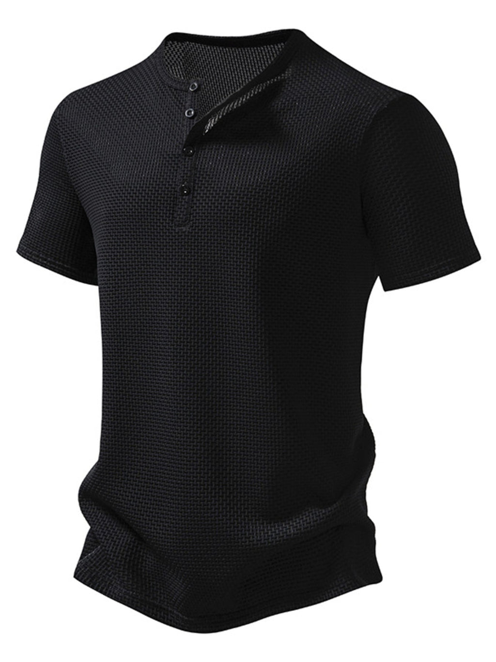 Men's Textured Henley Button Detail T-Shirt