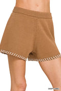 Zenana Stitch Detailed Sweater Shorts