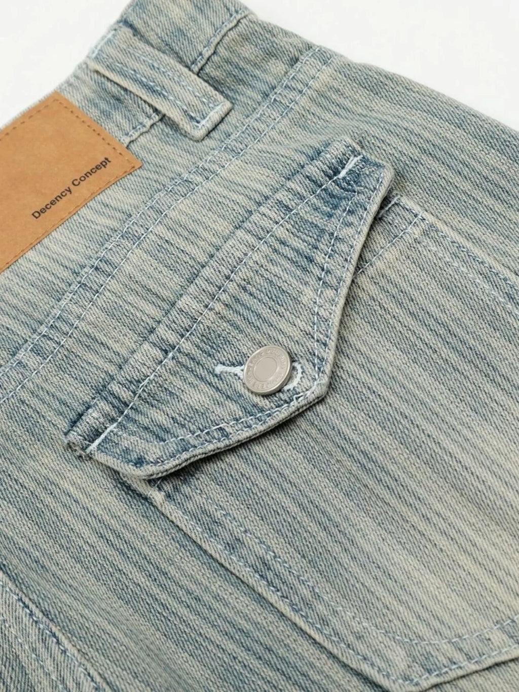 Men's Washed Pinstripe Wide Leg Jeans