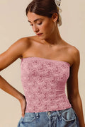 SO ME Jacquard Floral Two Tone Seamless Tube Top
