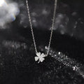 925 Sterling Silver Zircon Four Leaf Clover Necklace