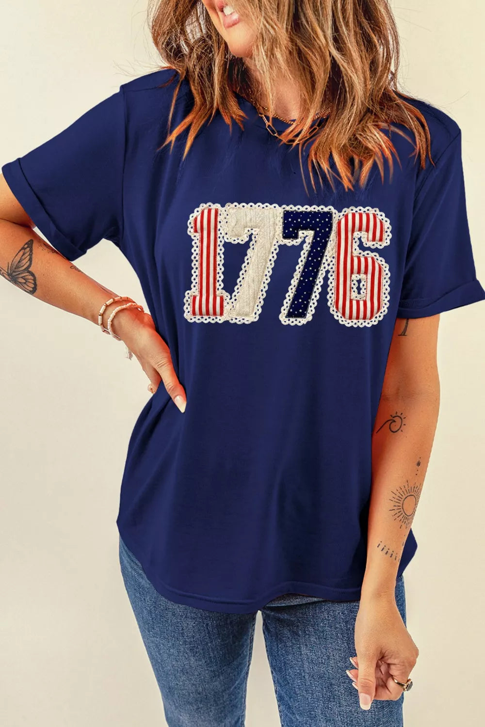 Patriotic 1776 Round Neck T-Shirt