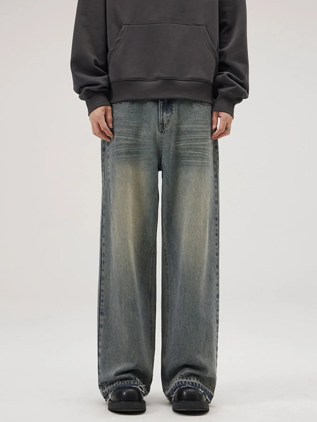 Men's Full Size Wide Leg Relaxed Fit Jeans Plus Size