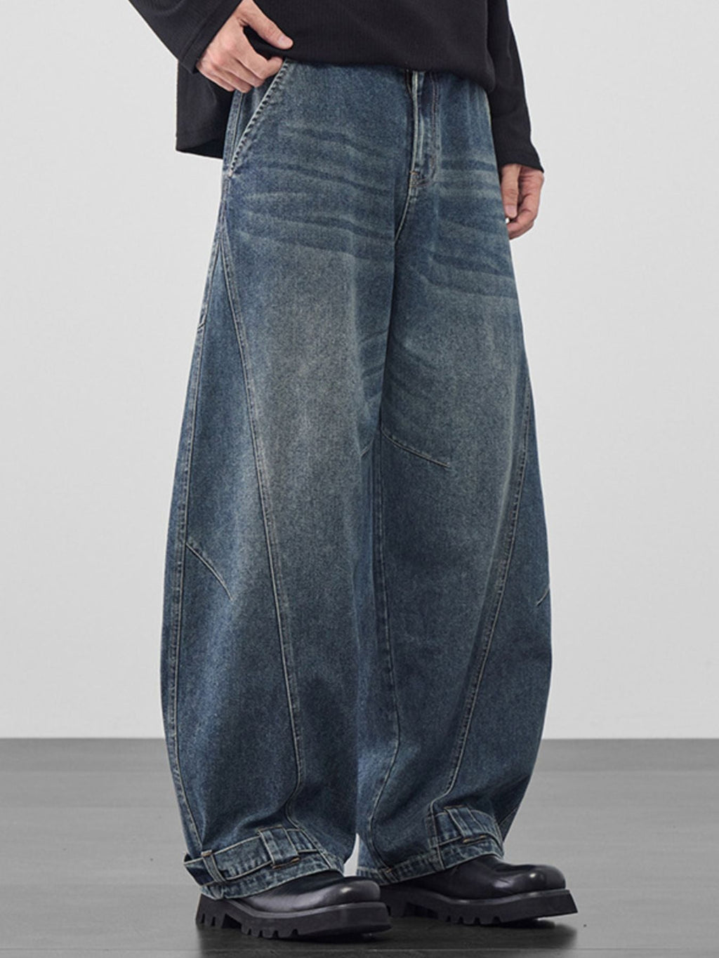 Men's Plus Size Wide Leg Vintage Wash Jeans