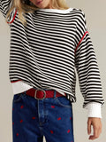 Striped Round Neck Long Sleeve Sweater