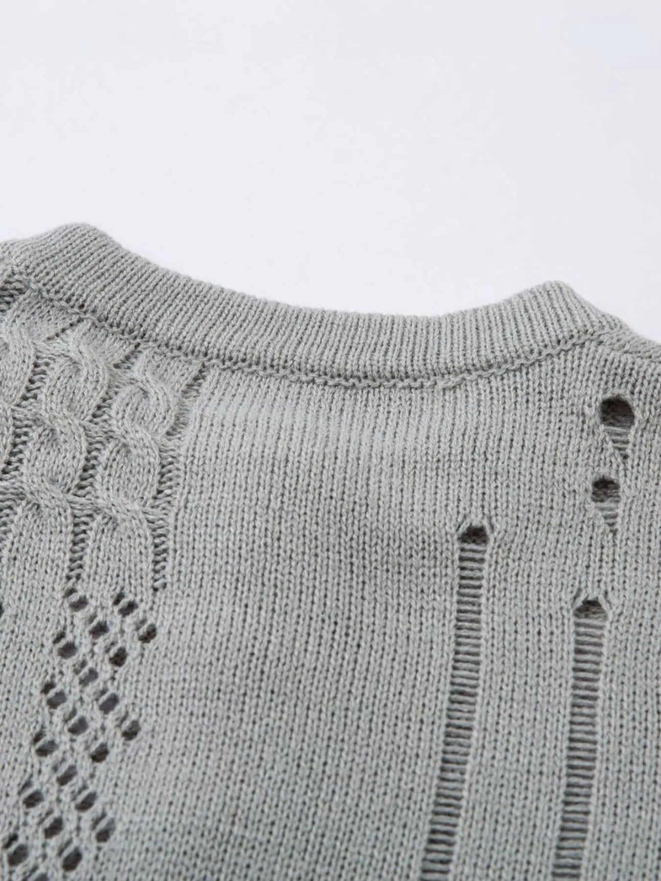 Men's Openwork Button Detail Knit Henley T-Shirt