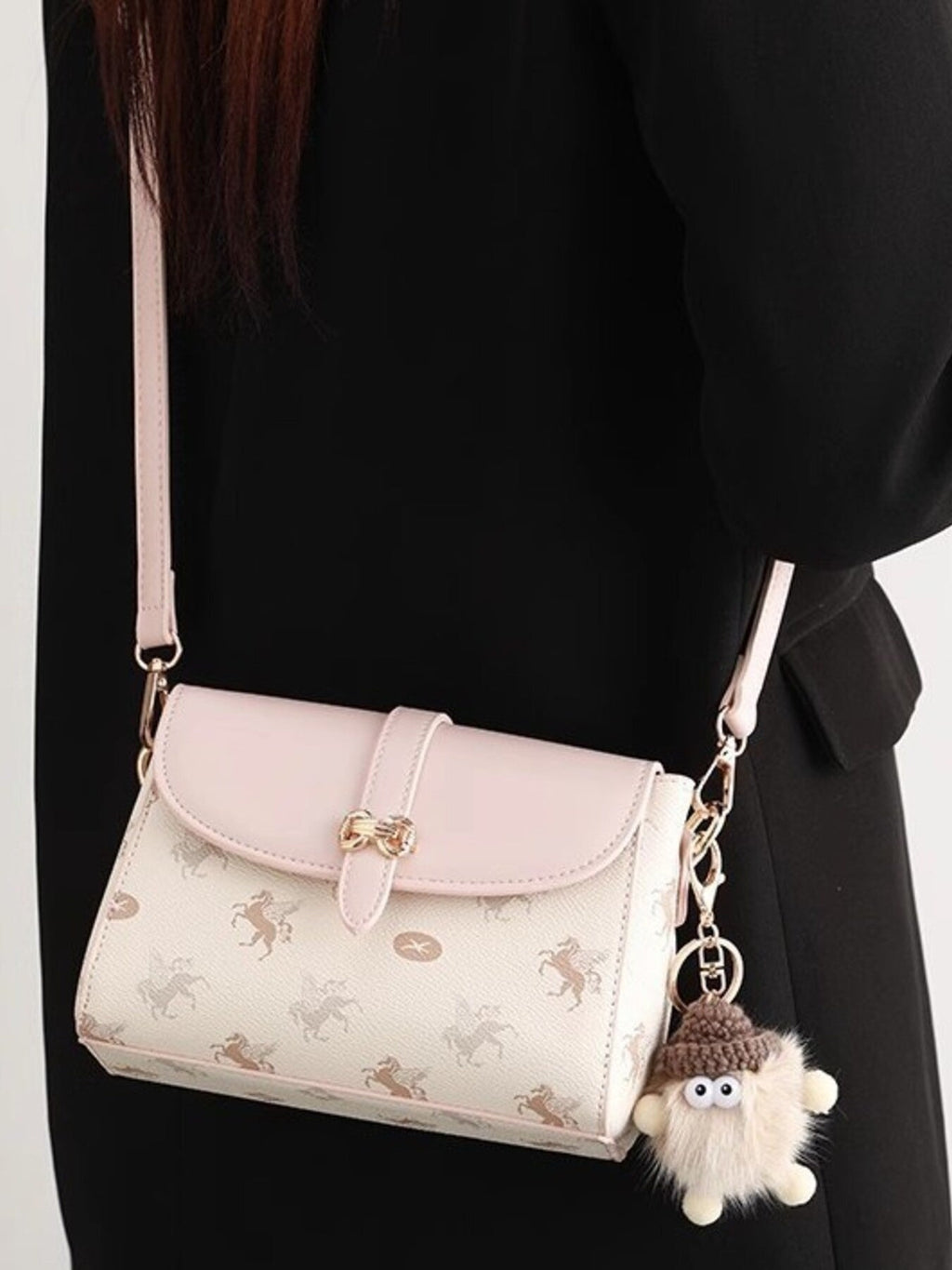 Pegasus Print Flap Crossbody Bag