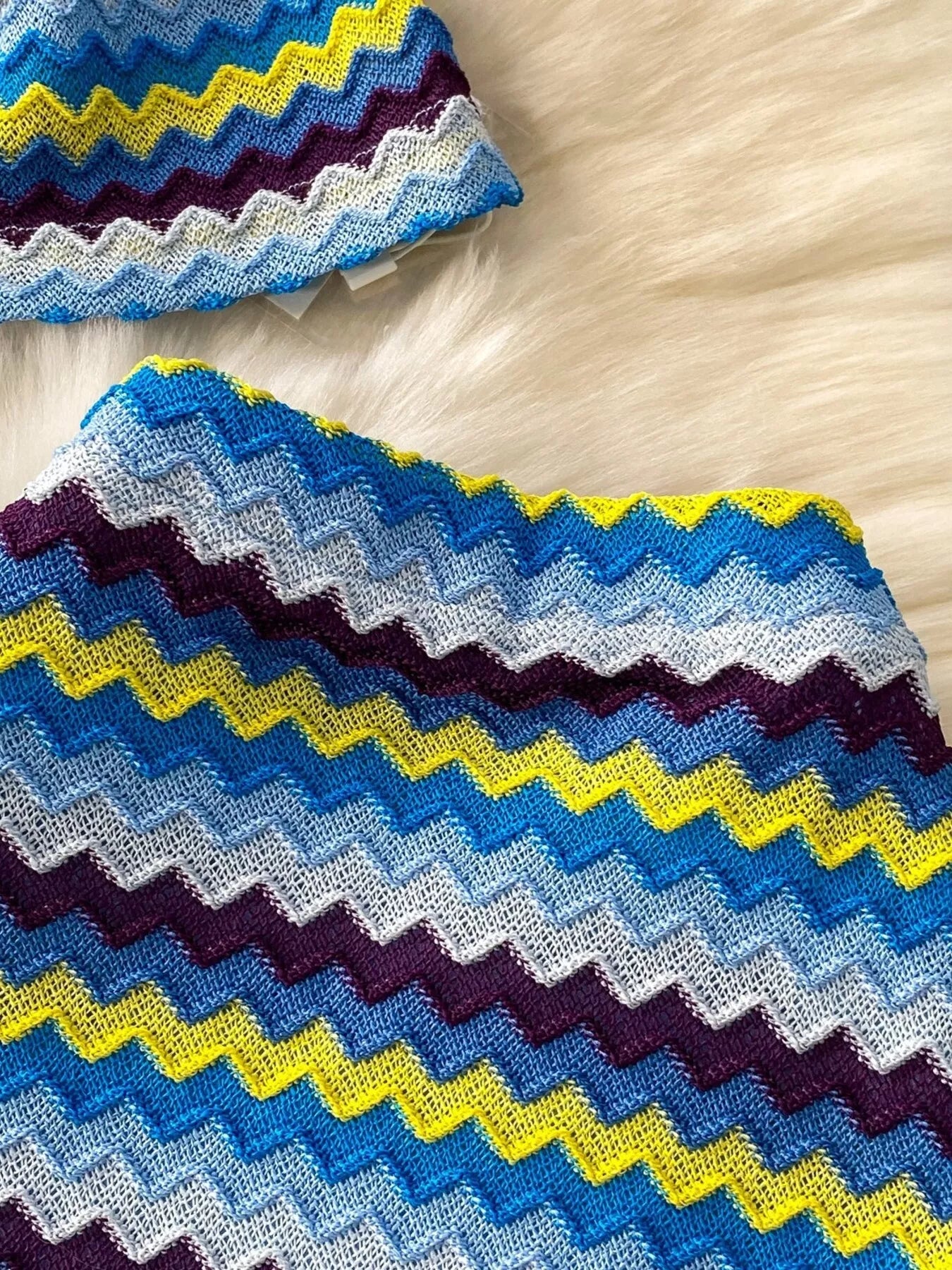 Striped Knitted Halter Top and Maxi Skirt Set