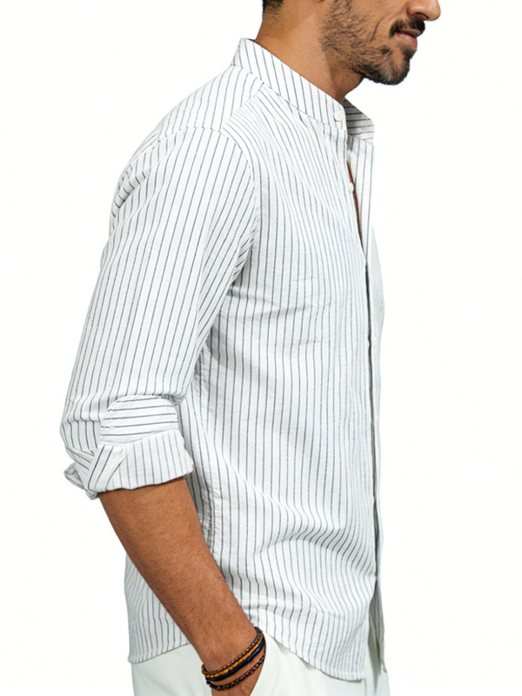 Men's Full Size Striped Long Sleeve Shirt Plus Size