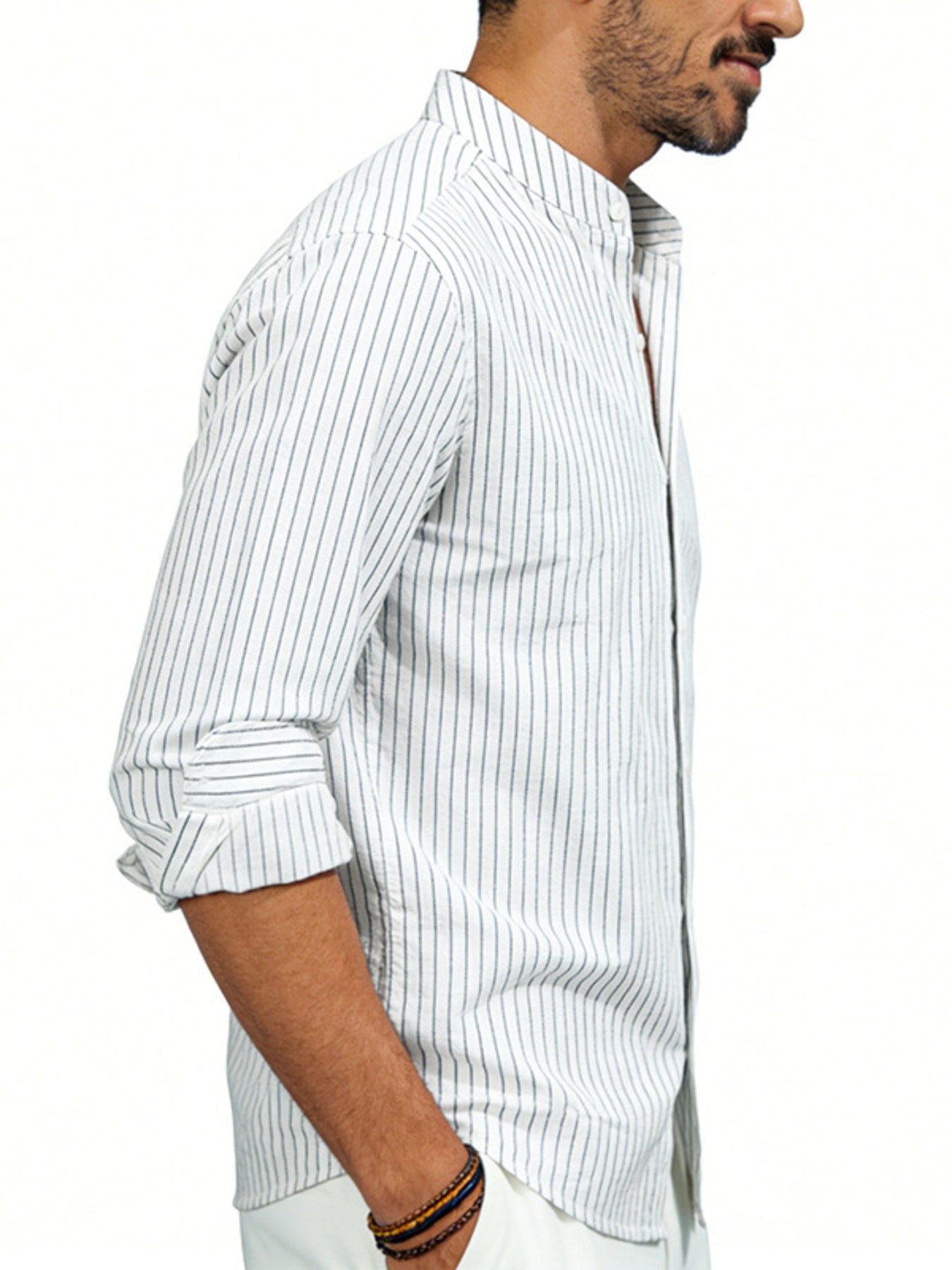 Men's Full Size Striped Long Sleeve Shirt Plus Size