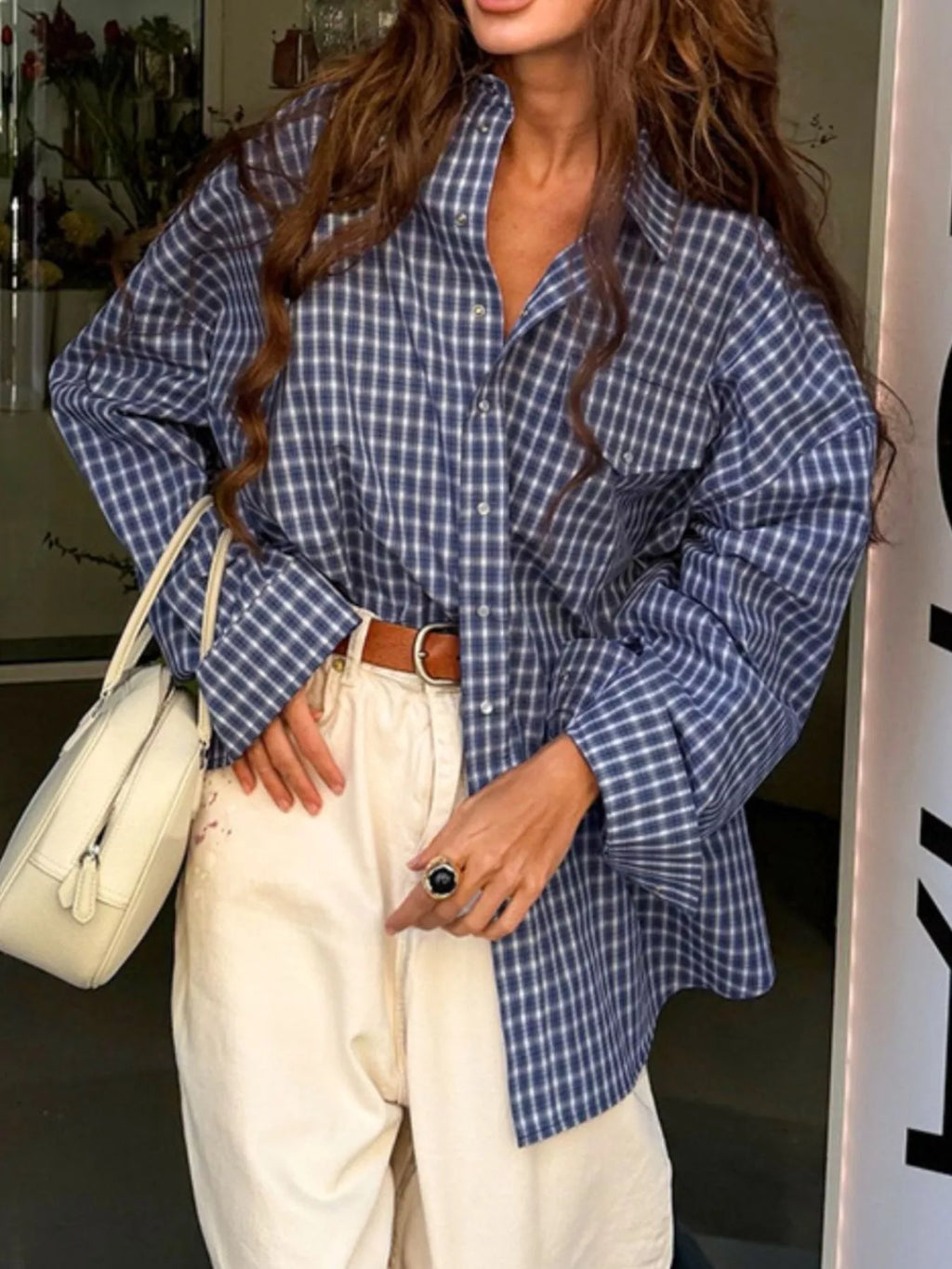 Oversized Plaid Button Up Shirt