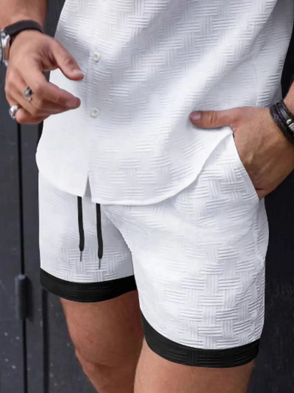 Men's Drawstring Textured Shorts