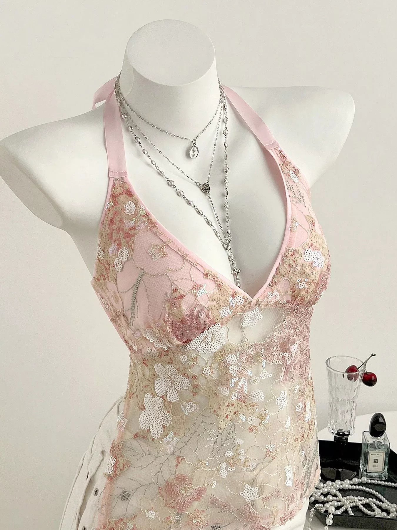 Sequin Halter Neck Cami