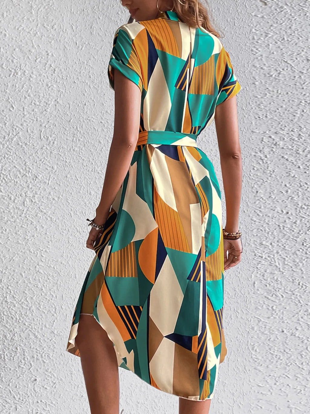 Tie Waist Short Sleeve Dress