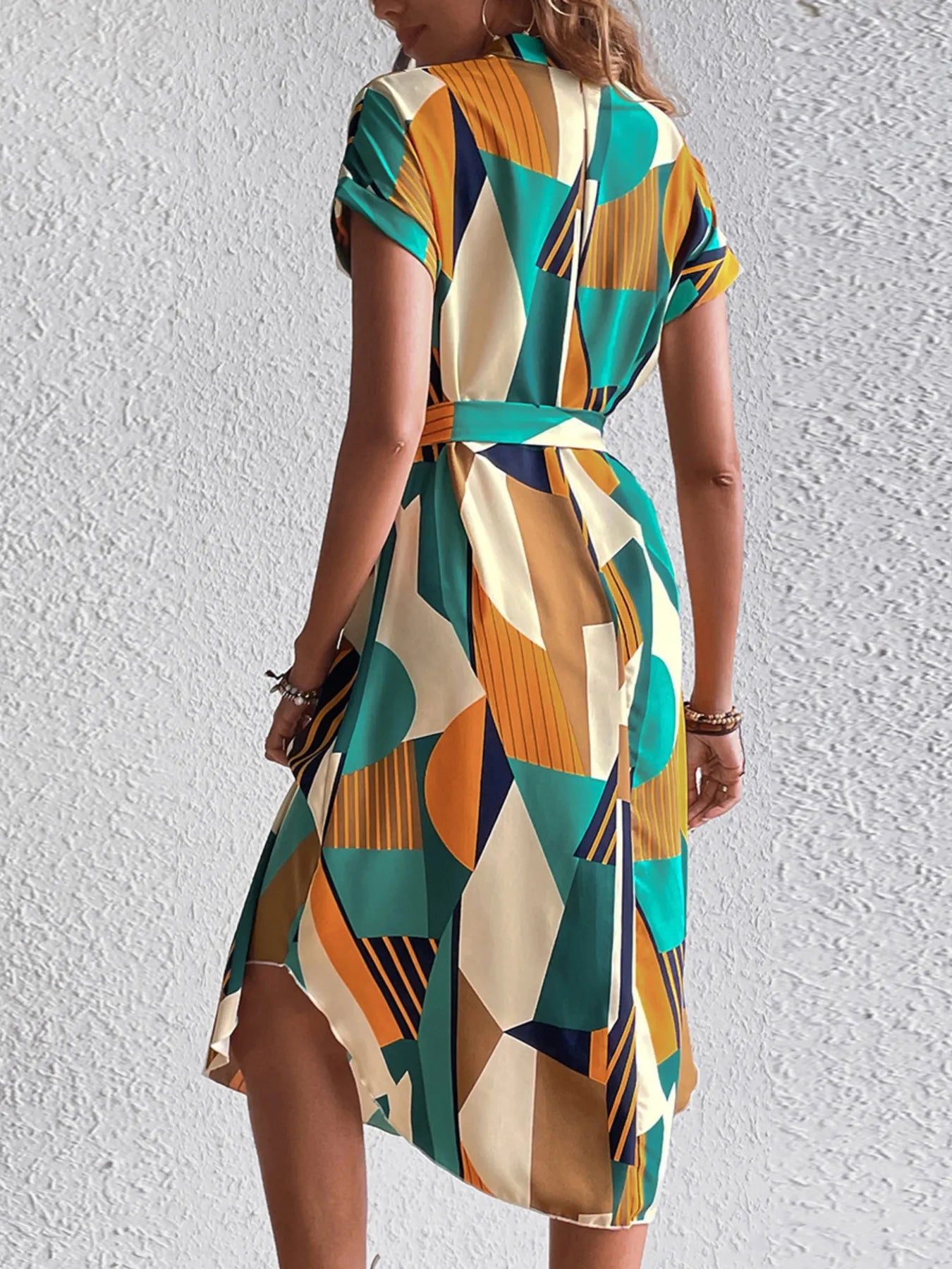 Tie Waist Short Sleeve Dress