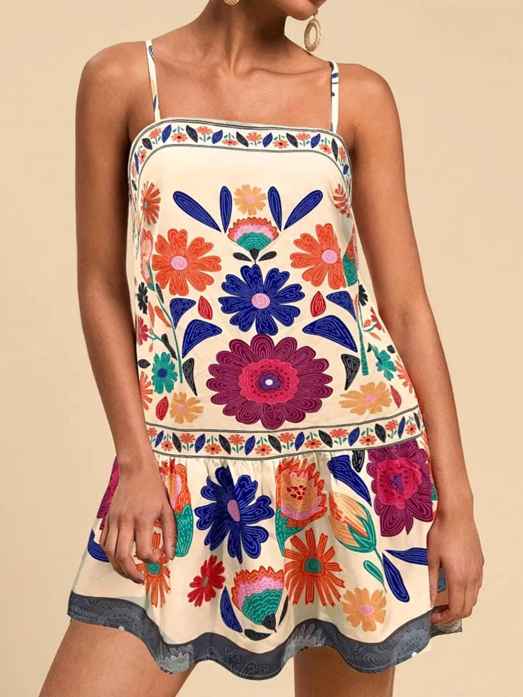 Floral Print Sleeveless Mini Dress