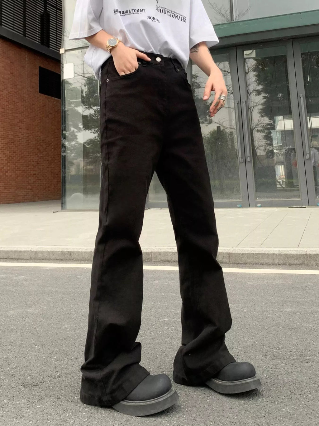 Men's High-Waisted Flare Leg Pants