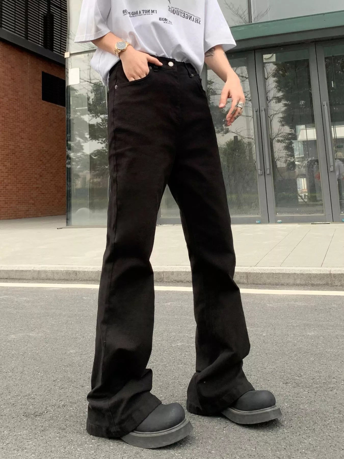 Men's High-Waisted Flare Leg Pants
