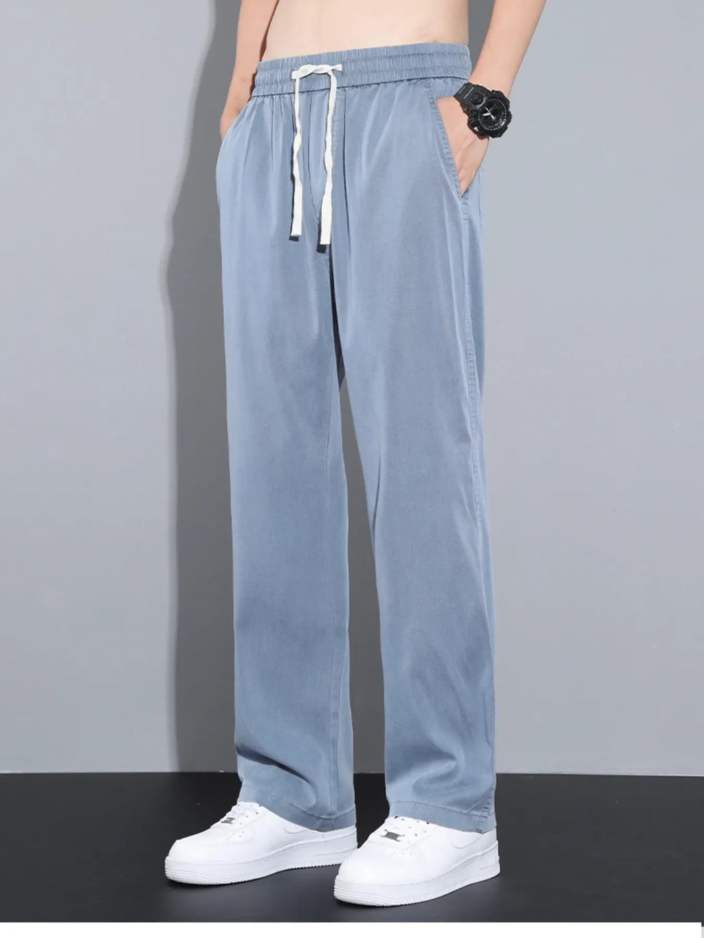 Men's Plus Size Casual Wide Leg Drawstring Pants