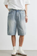 Men's Plus Size Relaxed Fit Wash Denim Shorts