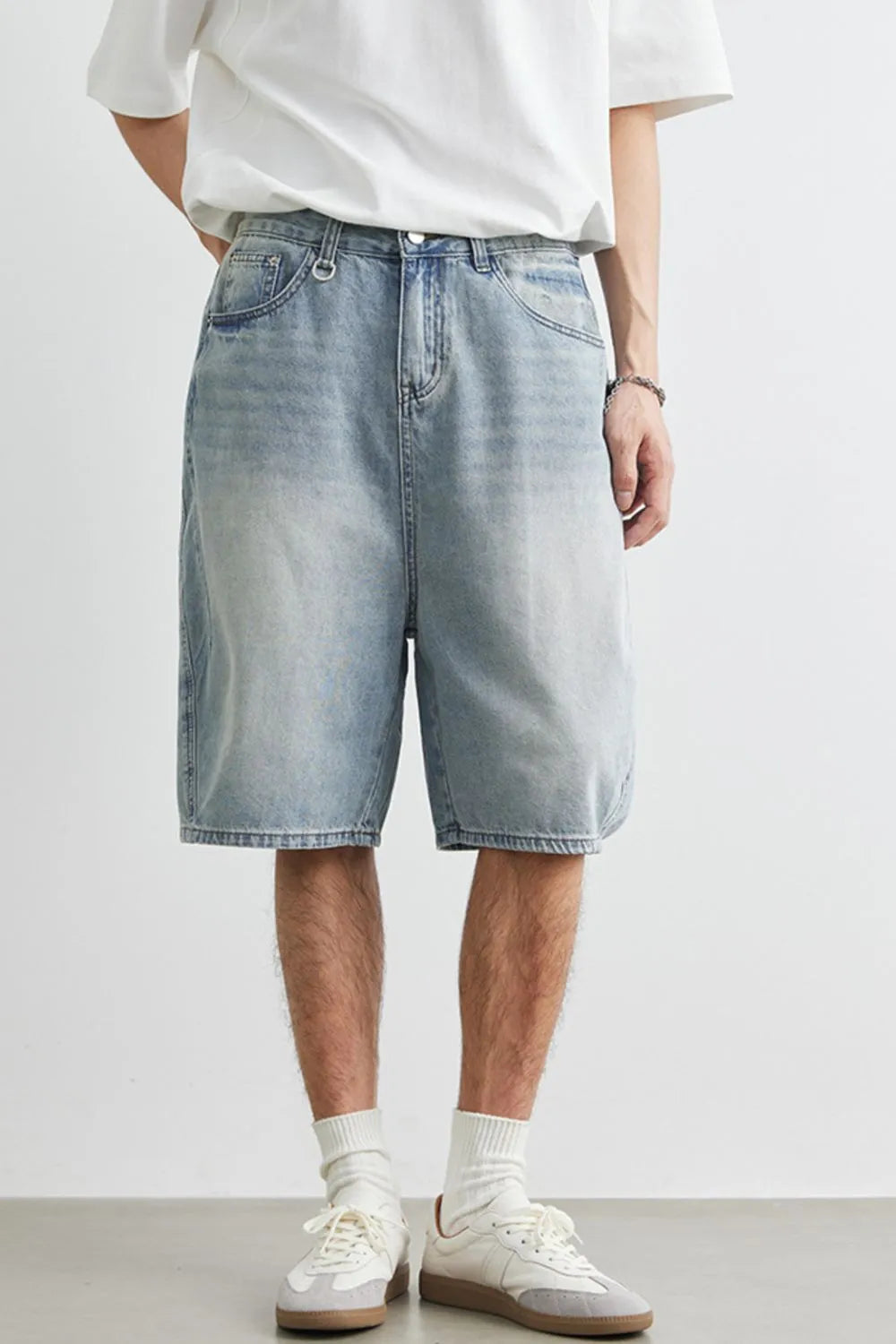 Men's Plus Size Relaxed Fit Wash Denim Shorts