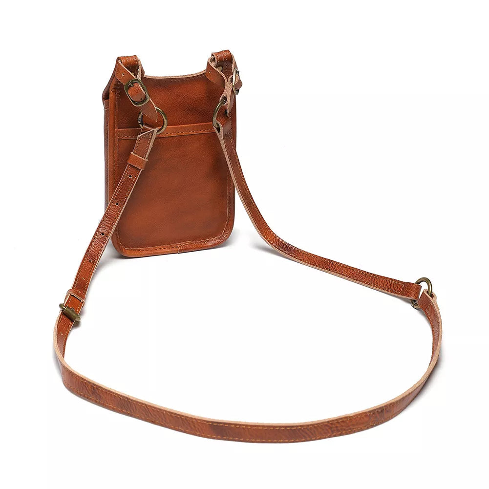 Cowhide Leather Crossbody Bag with Metal Clasp