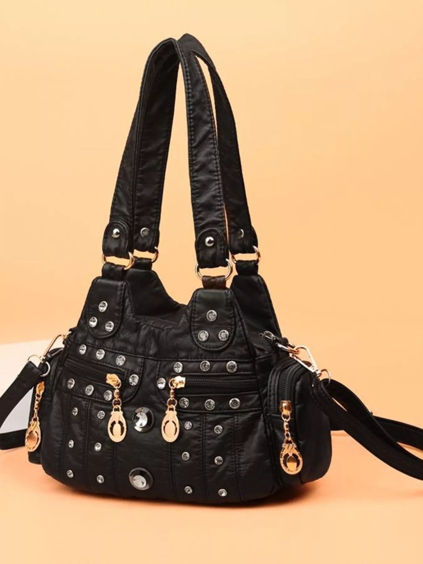 Rivet Decor Multifunctional Crossbody Bag