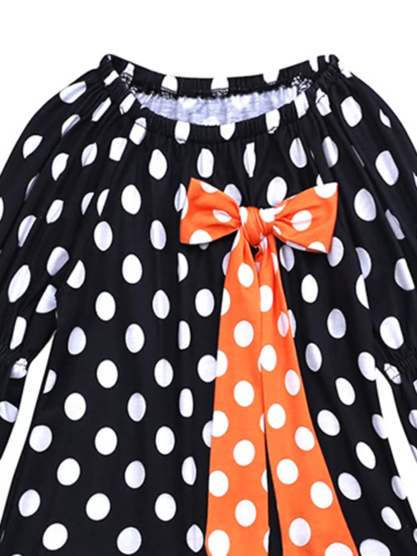 Children's Halloween Ghost Polka Dot Dress with Bow