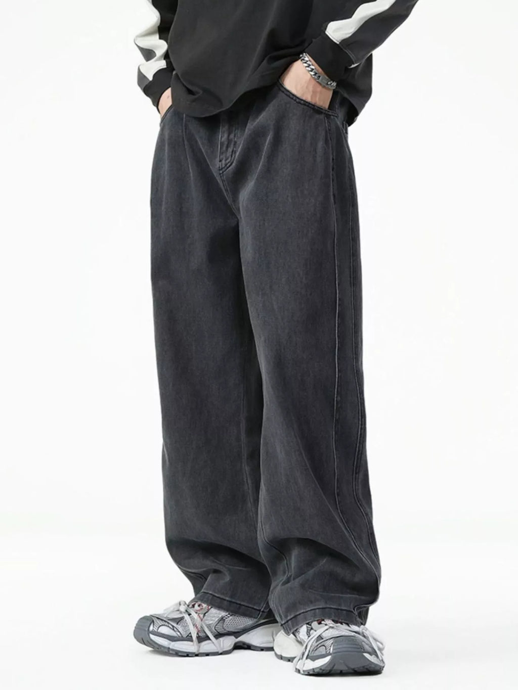 Men's Washed Relaxed Fit Wide Leg Jeans