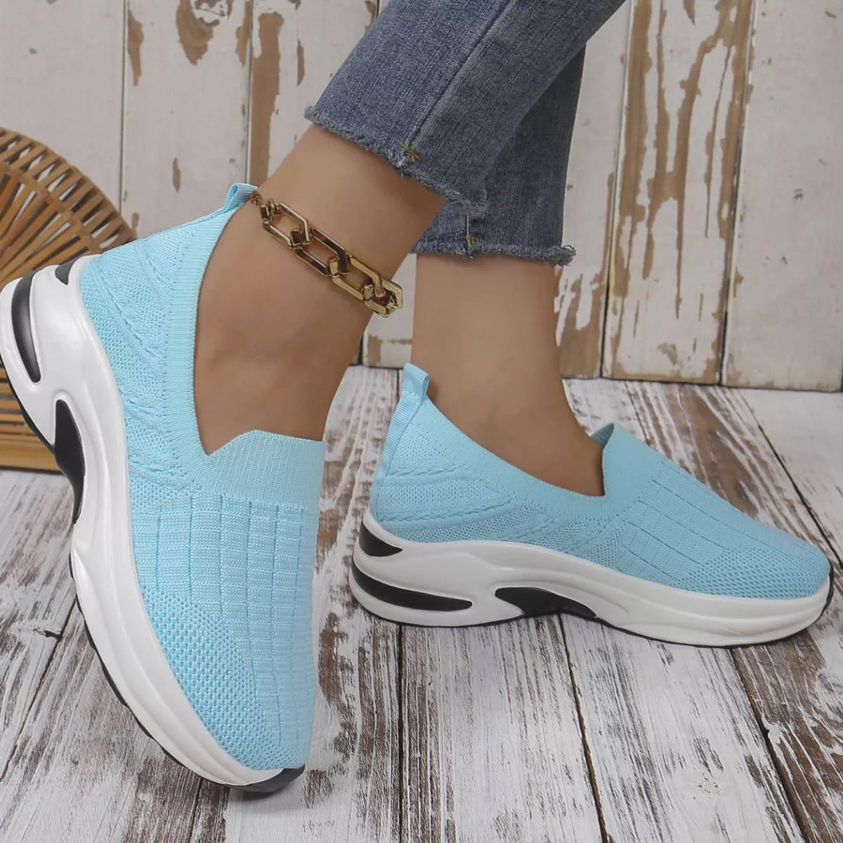 Round Toe Mesh Slip-Ons