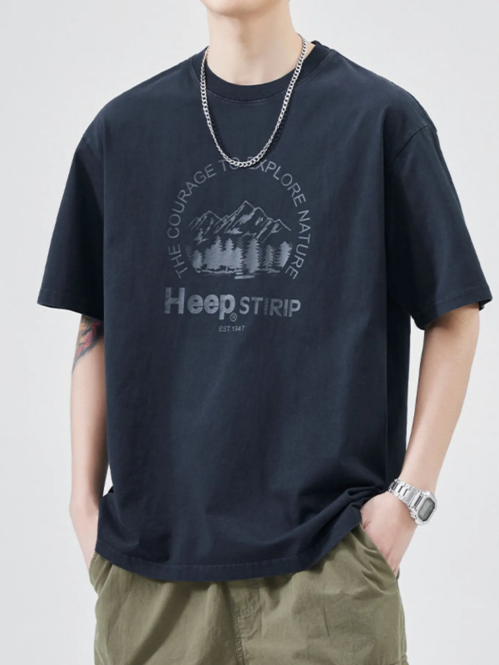 Men's Plus Size Round Neck Half Sleeve T-Shirt