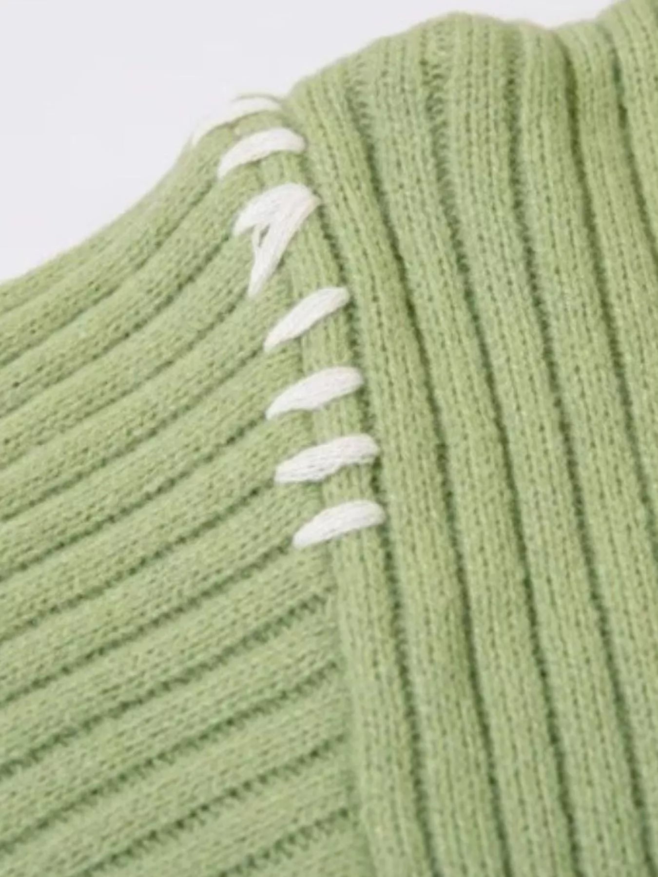 Men's Contrast Round Neck Long Sleeve Sweater