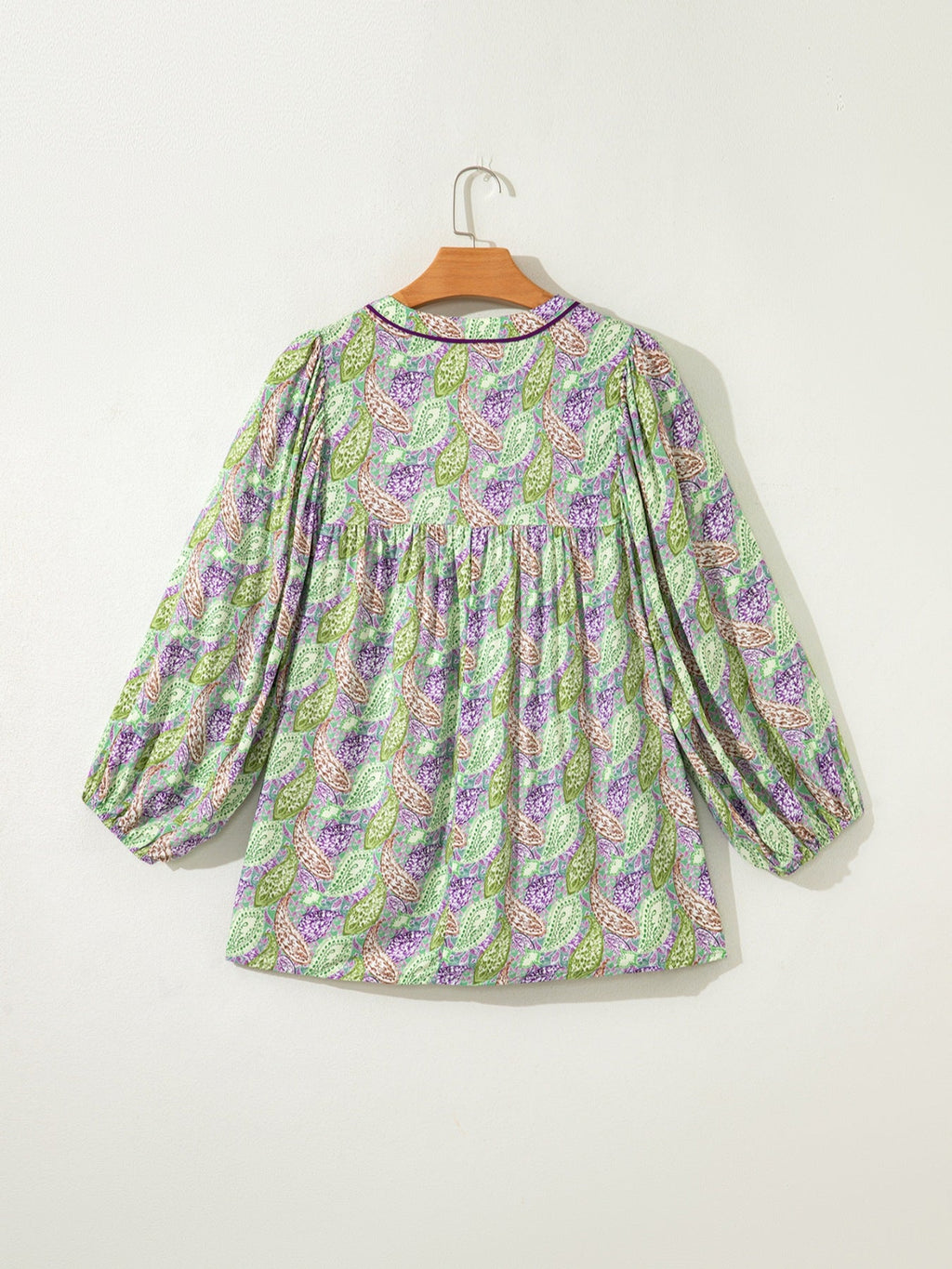 Paisley Print Half Puff Sleeve Blouse