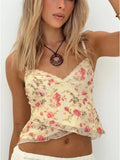 Floral Print Lace Trim Cami