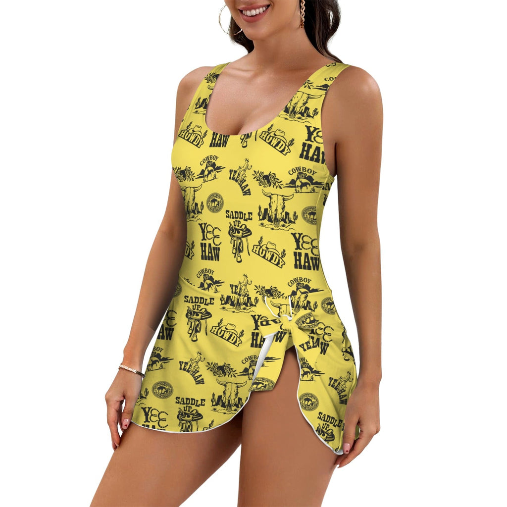 Baha Ranch Cowgirl Graphics Skirted One Piece Swim Suit