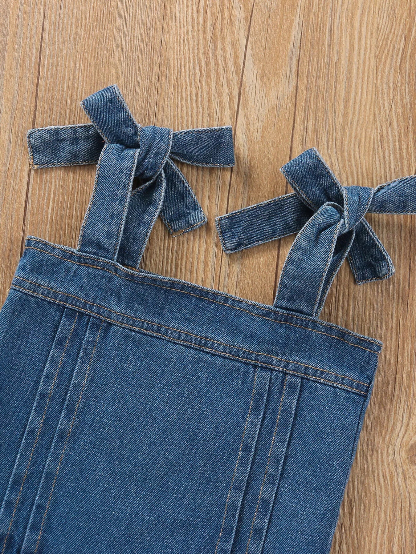 Children's Tie Shoulder Tank and Distressed Jeans Set