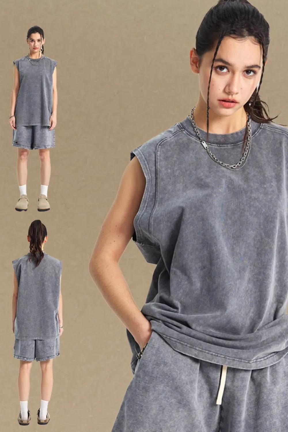 Men's Round Neck Solid Color Tank