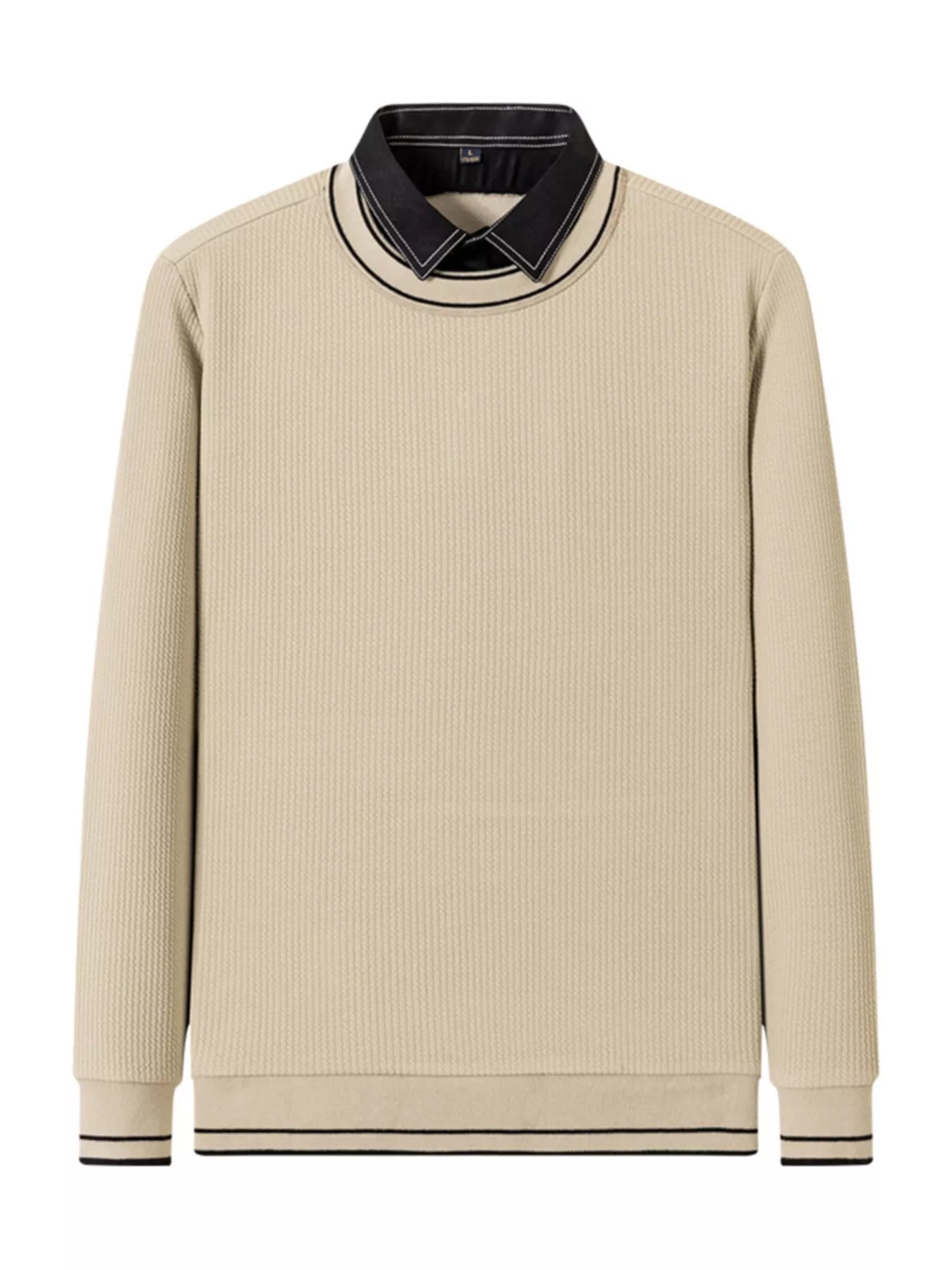 Men's Plus Size Collared Neck Ribbed Sweater