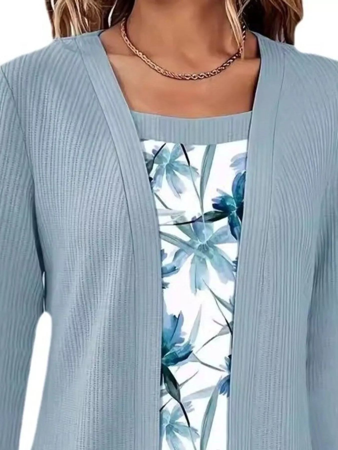 Floral Print Casual Fake Two Piece Top