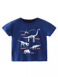 Children's Dinosaur Print Crew Neck Short Sleeve T-Shirt