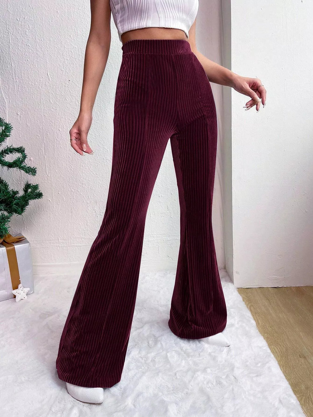 Corduroy High Waist Flare Pants