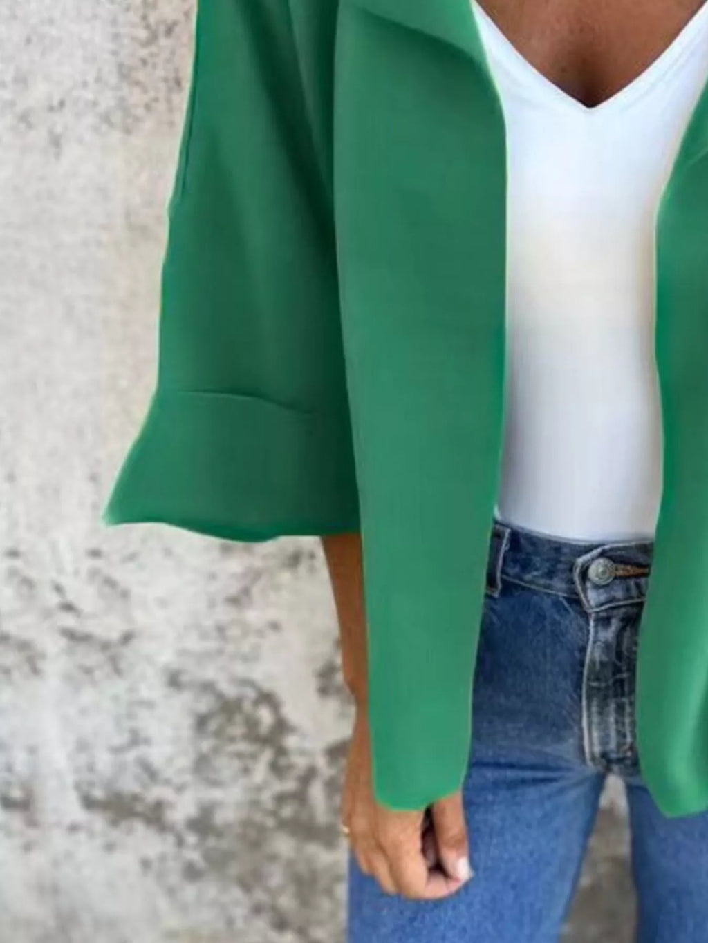 Full Size Open Front 3/4 Sleeve Casual Cardigan Plus Size