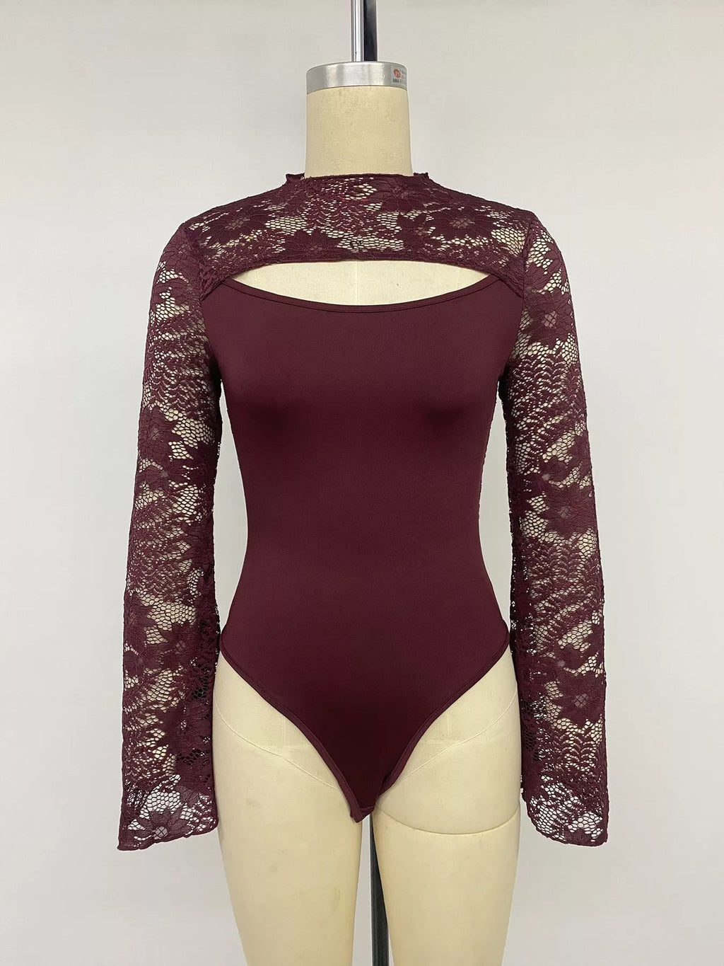 Lace Cut-out Flare Sleeve Bodysuit